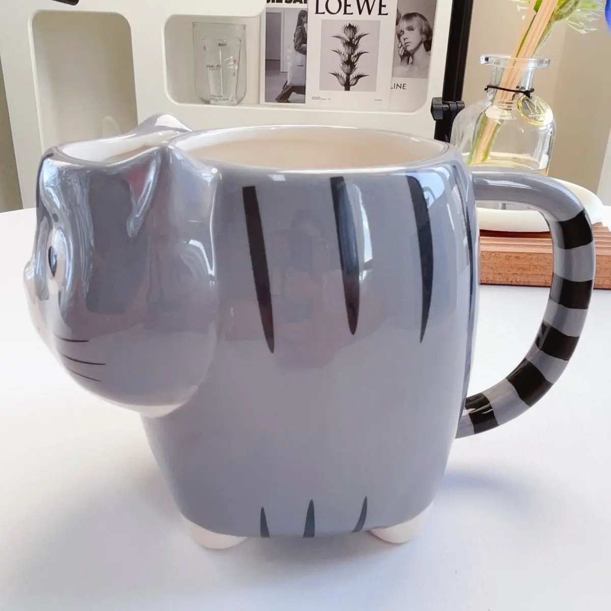 Cat Ceramic Cartoon Cute Cup Creative Mug Minimalist Dormitory Home Drinkware Coffee Mugs