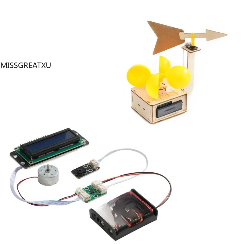 Anemometer Wind Vane Complete Sensor Kit Wooden Housing No Coding Required Weather Monitoring Teaching Module for School Class
