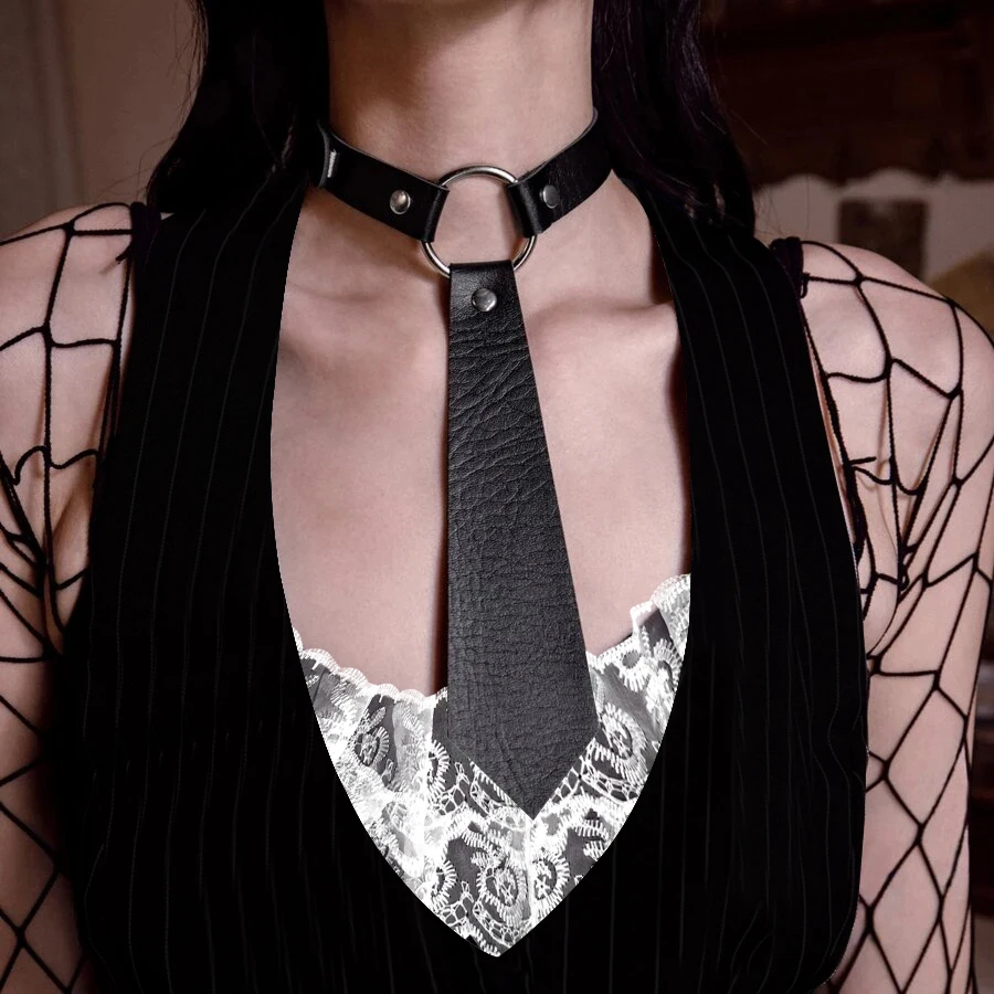 

PU Leather Collar Personality Exaggerated Dark Gothic Retro Neck Collar Punk Style Clothing Accessories Tie Accessories