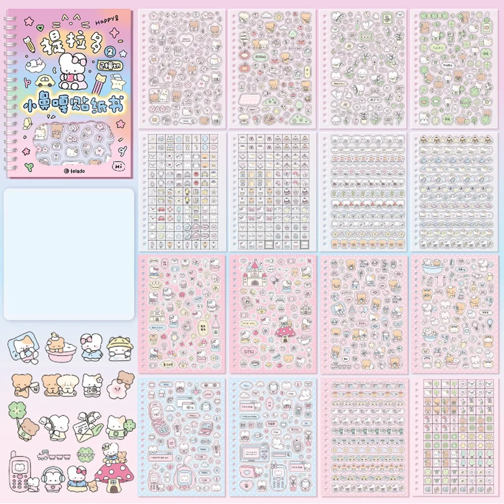 16Sheets Cute Kpop Decorative Sticker Book Cartoon DIY Material Scrapbooking Stickers PET Washi Paper Journal