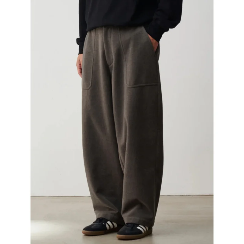 Winter retro Japanese deck woolen pants loose drape wide leg straight casual woolen pants