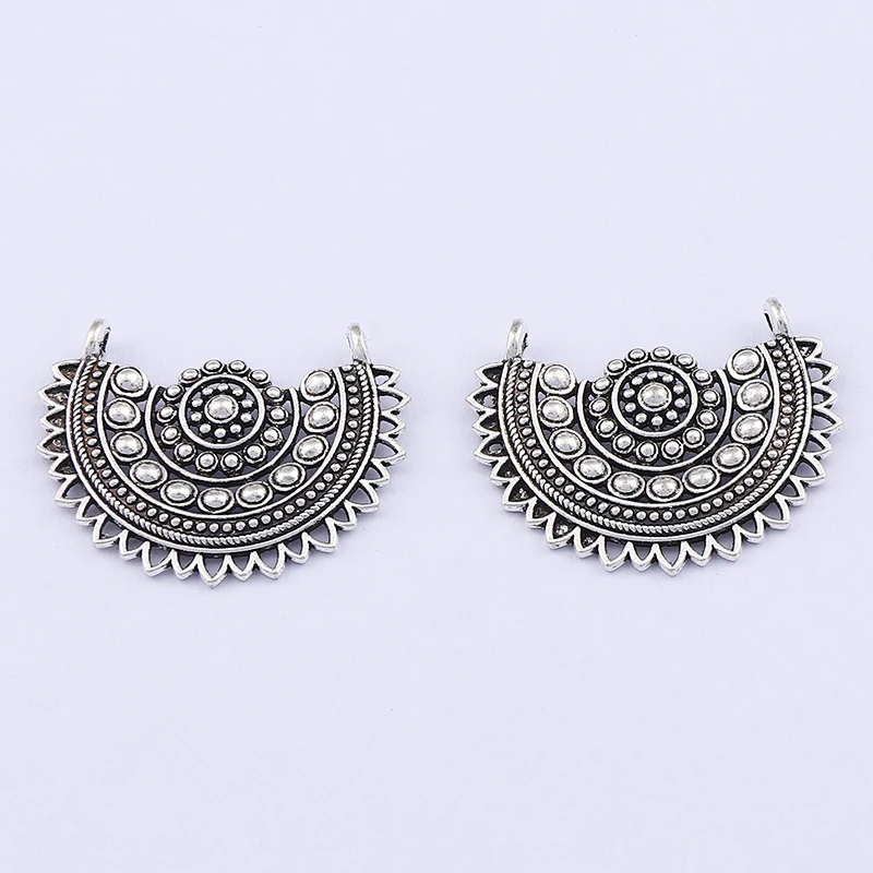 30 x Tibetan Silver Dangle Hoop Vintage Ethnic Earring Charms Pendants For Necklace Jewelry Making 44x34mm image 2