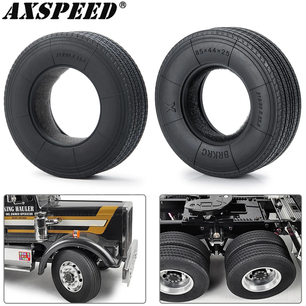 AXSPEED 4PCS Rubber Tyres Wheel Tires with Sponge 22/25mm for 1/14 Tamiya Tractor Trucks Trailer Cargo Tow Drag Upgrade Parts