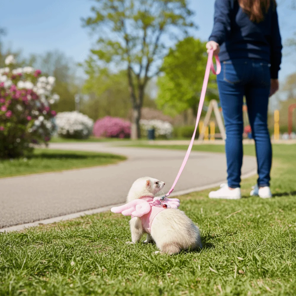 Adjustable Ferret Traction Harness Cartoon Comfortable Guinea Pig Chest Strap with Bell Escape-Proof Pet Traction Rope Adventure - view 3