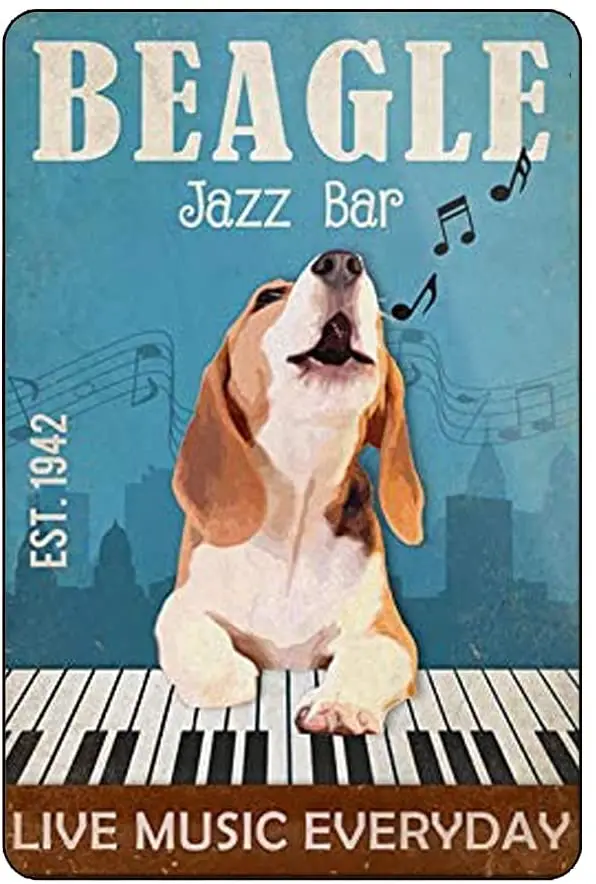 Signs Beagle Dog Jazz Bar Tin Metal Hanging Props Home Wall Art Decor 8 x 12 inches sign sign