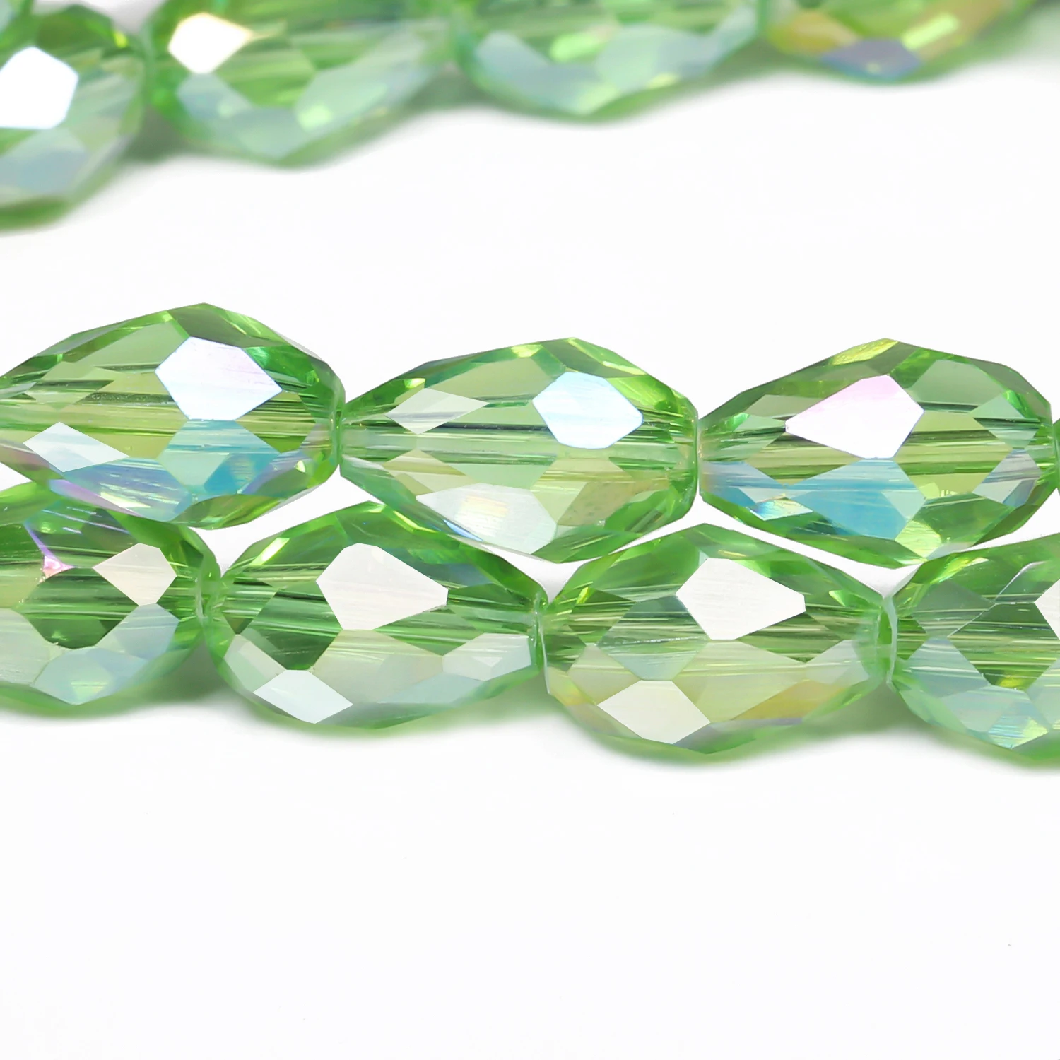 30/55pcs Green Color 8x12mm Faceted Teardrop Beads Austria Crystal Beads charm Glass Beads Loose Spacer Bead For Diy Making