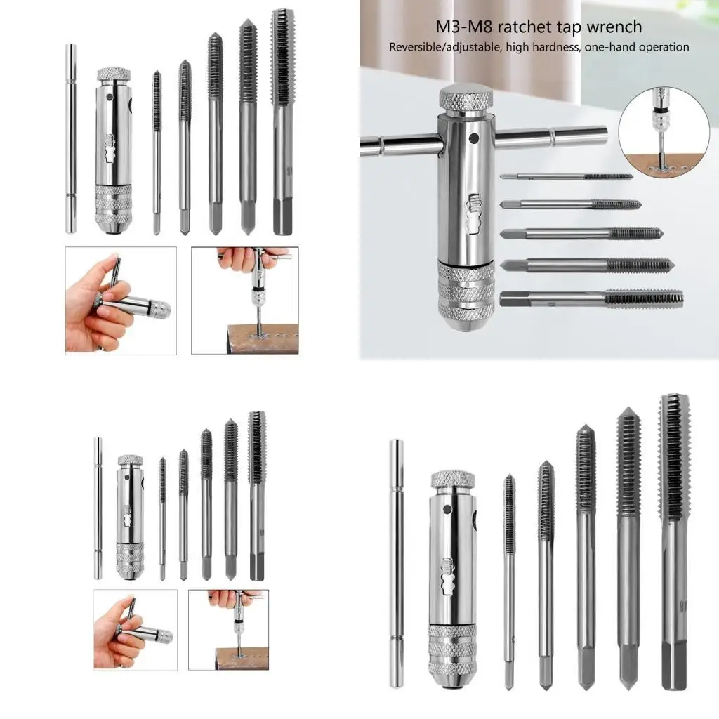 

R9UF Professional Adjustable T-Handle Ratcheting Tap Holder Wrench Set Hand Tool Machine Screw Thread T-shaped Tap Tool