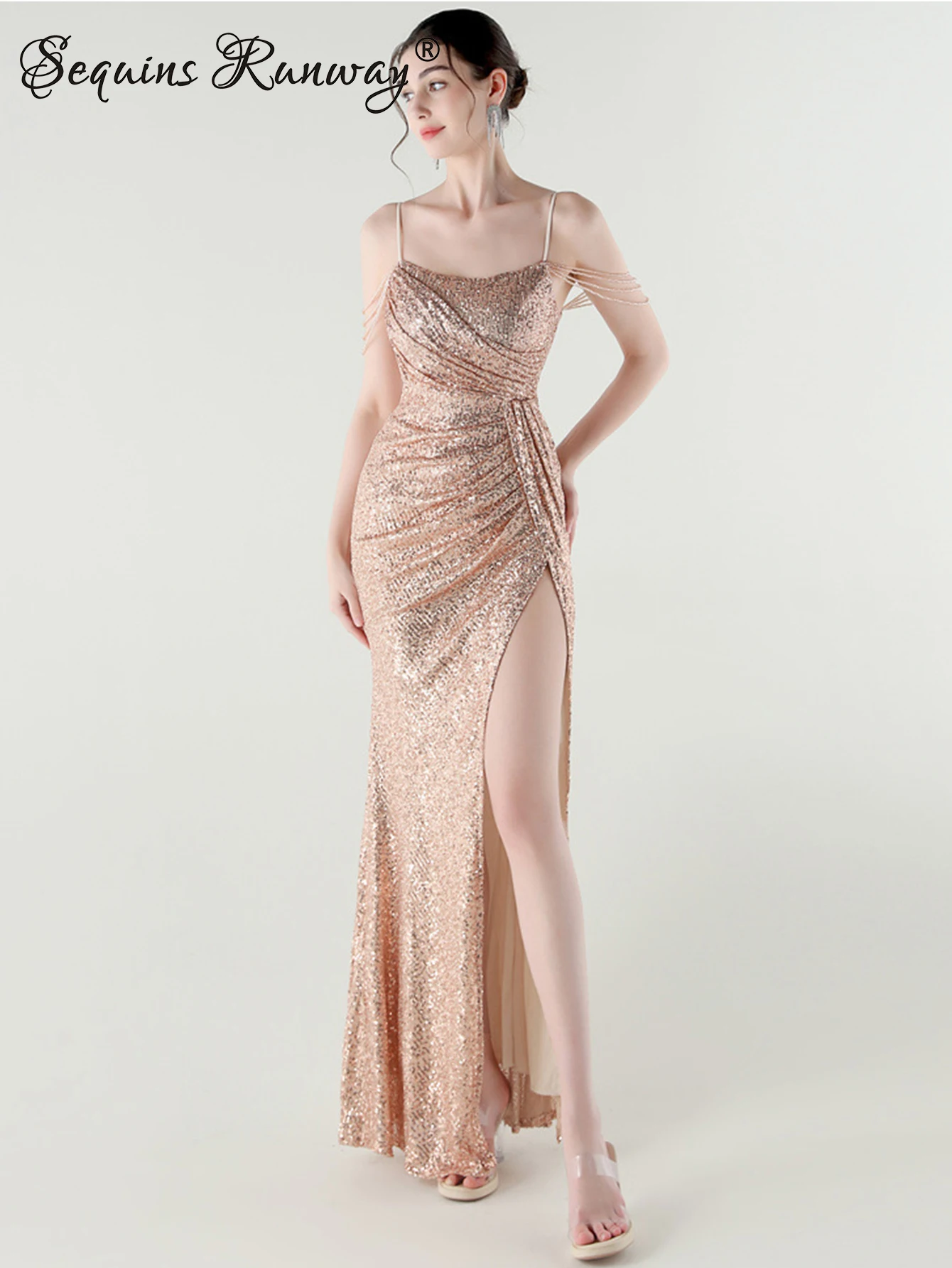 Sexy backless slip sequin summer dress women elegant birthday party dresses 2025 woman luxury prom long evening dresses vestidos