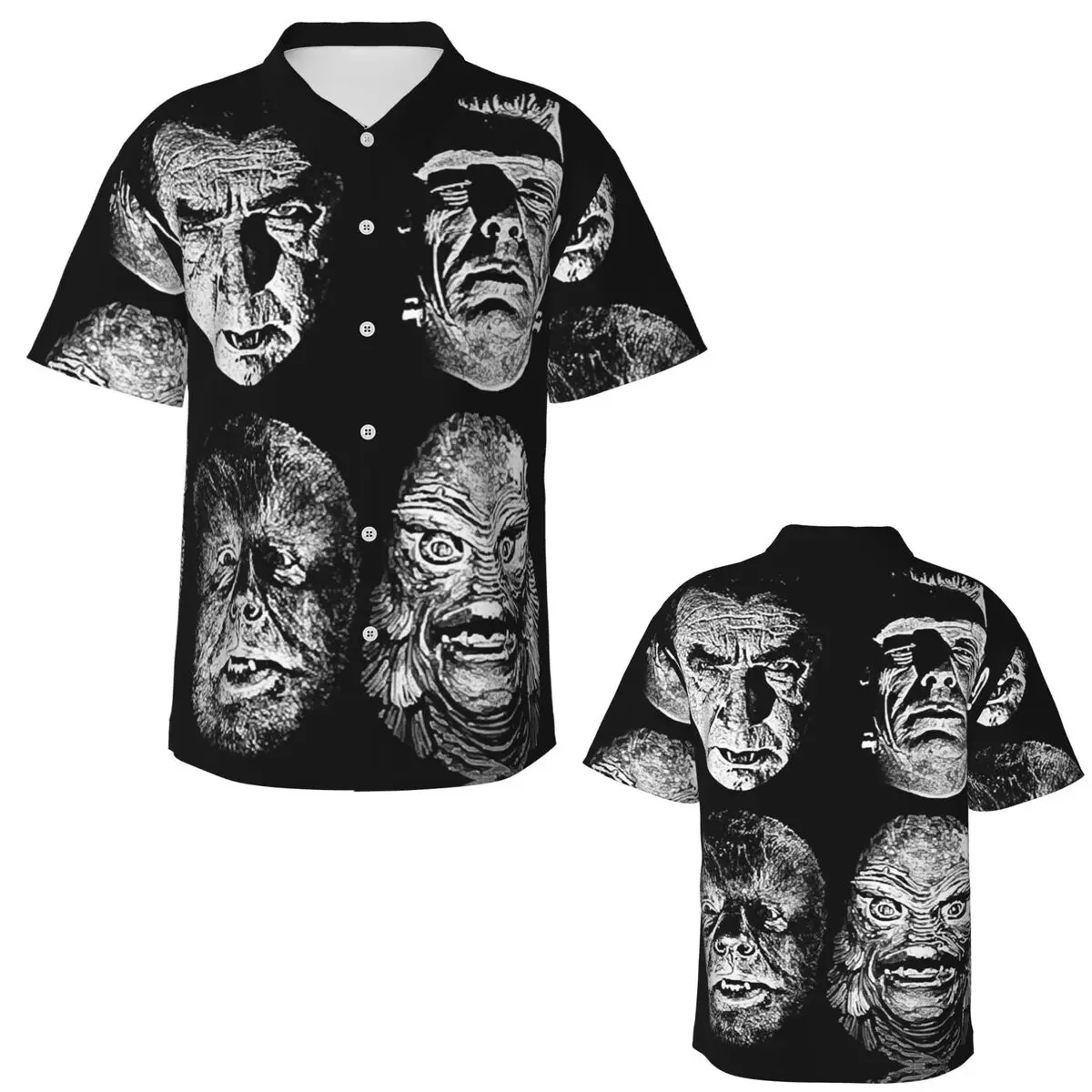 Universal Studios, Monsters,dracula, Wolfman, Frankenstein Hawaiian Shirts Men Short Sleeve Shirt Summer Beach Men's Button Tops