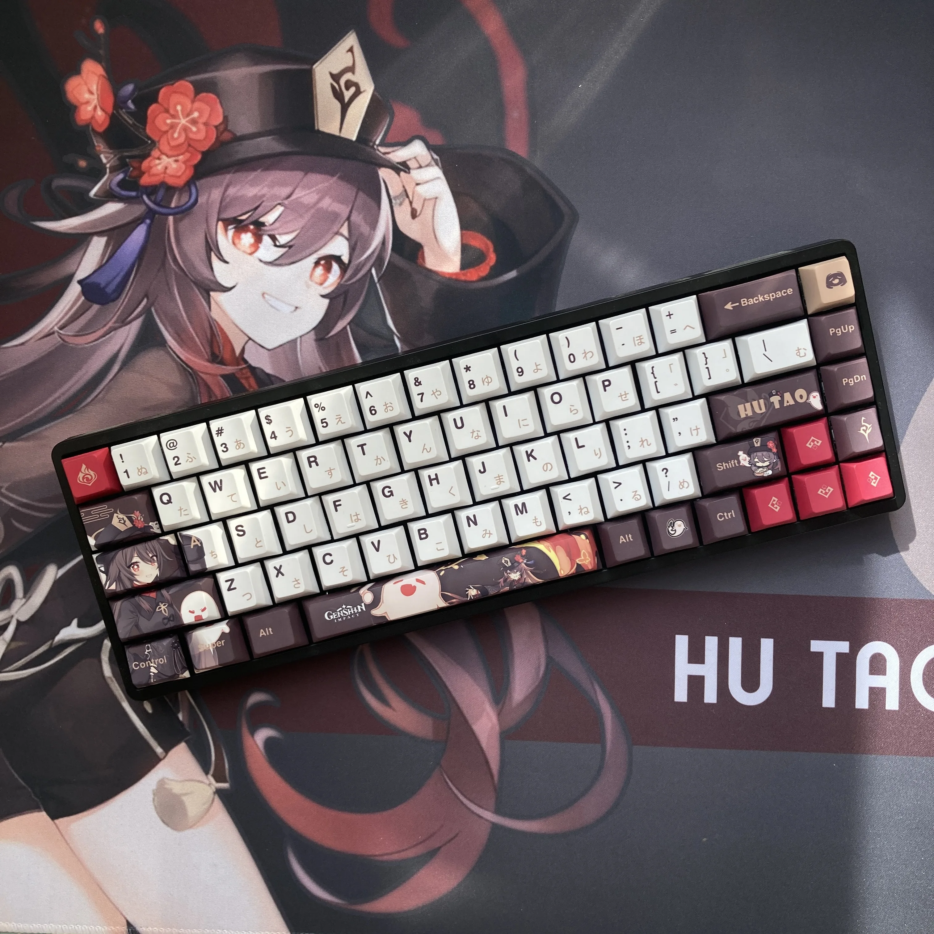 128 key Genshin Impact HuTao PBT Keycaps Cherry Profile Personalized Keycap Cherry For MX Switch Mechanical Keyboard