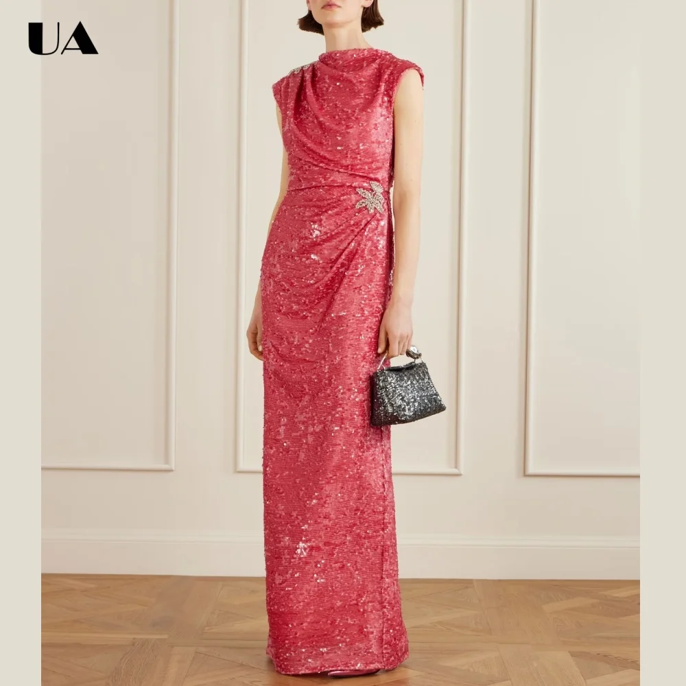 ULBYANRY Customized Beaded Slim Fit Prom Dress for Woman Sparkly Sequins Floor-length Evening Dress Exquisite Draped Party Dress