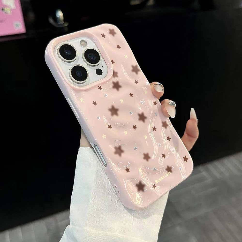 Modische koreanische Star-Handyhülle für iPhone 17 16 15 14 13 12 11 Pro Max 14 Plus 17Air Falten-Wellen-Design Weiche Silikon Stoßfeste Hülle – Detail 3