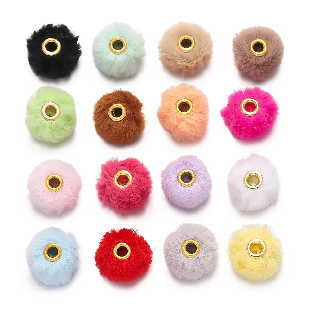 10pcs/Lots Plush Fluffy Ball Beads Round Spacer Beads for DIY Necklaces Bracelets Earrings Jewelry Keychains Making Accessories
