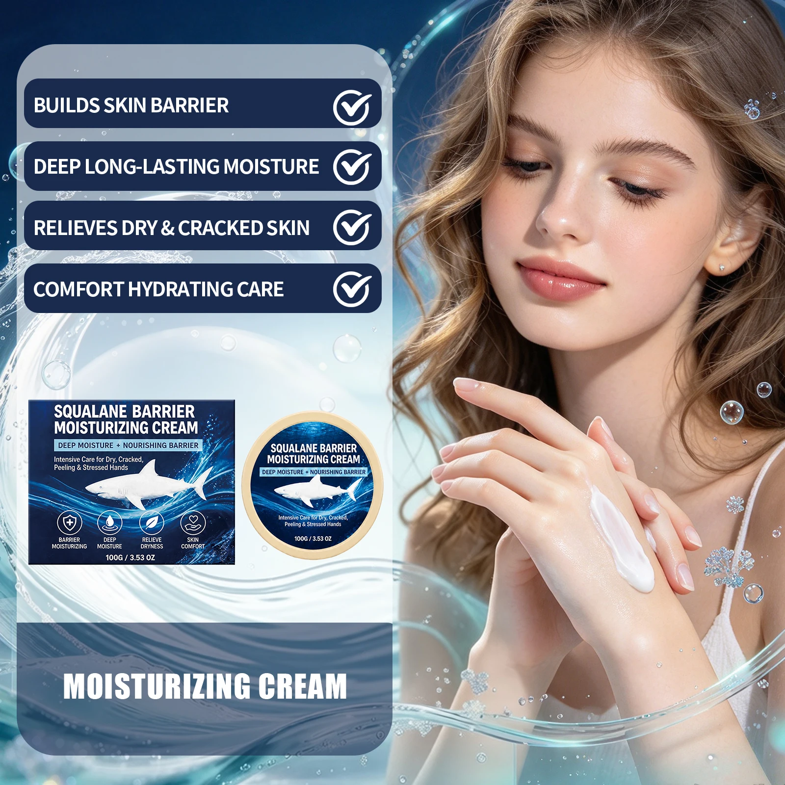 Squalane Barrier Hand Deep Moisturizing Cream Heal Cracked Dry Palms For Peeling Winter Hand Skin Rough Hands Skin Repair Balm