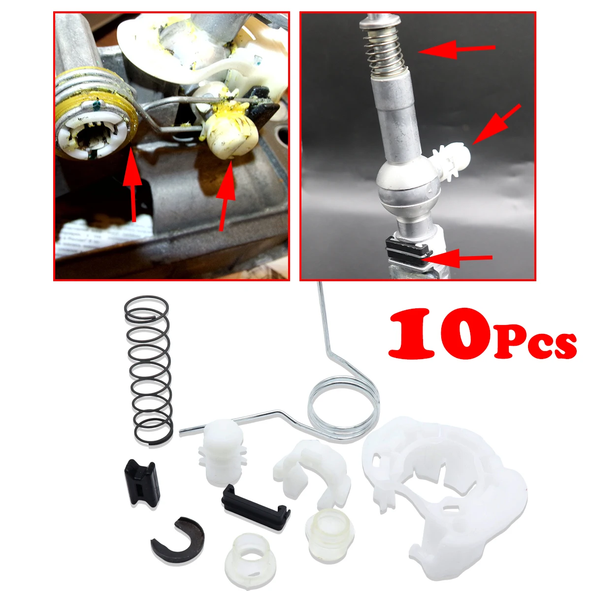 

10Pc Gear Shifter Selector Lever Shaft Bearing Shell Spring Bushing Gear Stick Shift Issue Fix Linkage End Gearstick Rebuild Kit