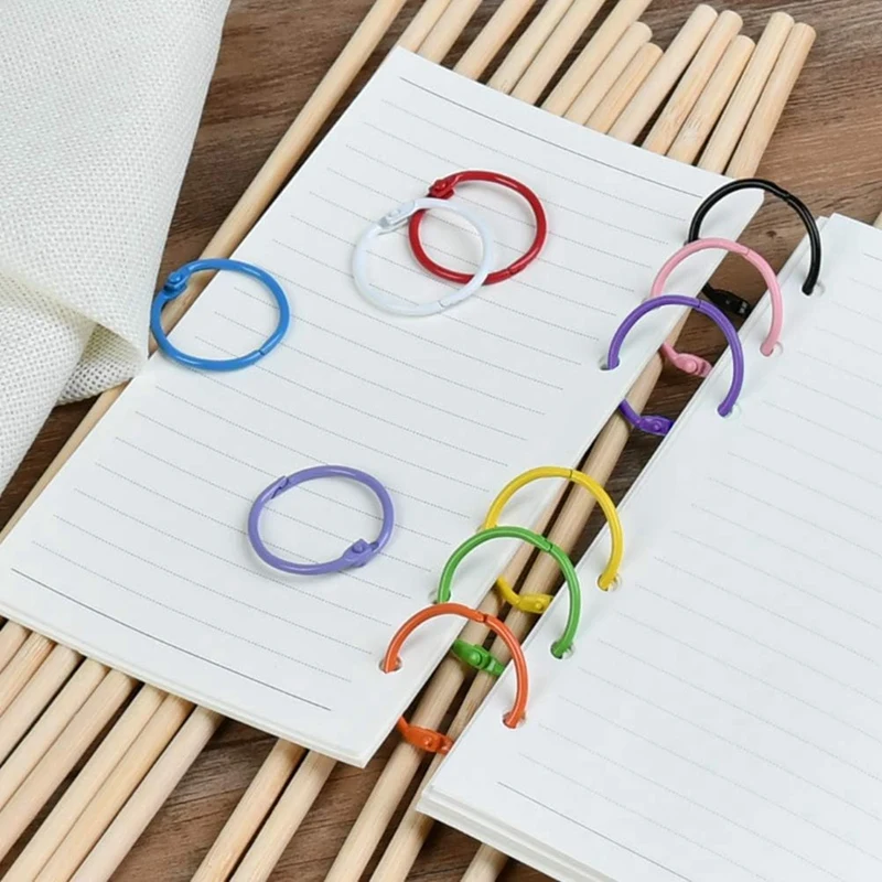100Pcs Colorful Book Loose Leaf Binder Rings - 3Cm Metal Loose Paper Notebook Rings Keychain Rings For Cards, Document