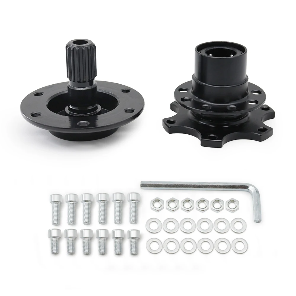 Universal Aluminum Steering Wheel Quick Release Hub Adapter For 6 hole Steering Wheel Removable Snap Off Boss Kit