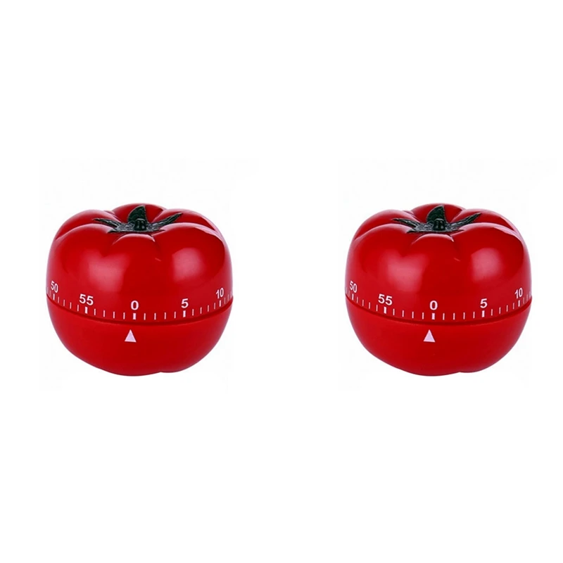 

2X 1-60Min 360 Degree Fashion Cute Indoor Kitchen Practical Tomato Mechanical Countdown Timer