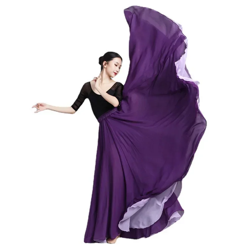 Flamenco Women Dance Chiffon Skirt 720 Degrees Spanish Belly Dance Costumes Bullfight Festival Ballroom Gypsy Dresses