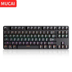 MUCAI 87 Key USB Wired Mechanical Keyboard LED Backlit Axis Gaming Mechanical Keyboard Red Switches For Desktop
