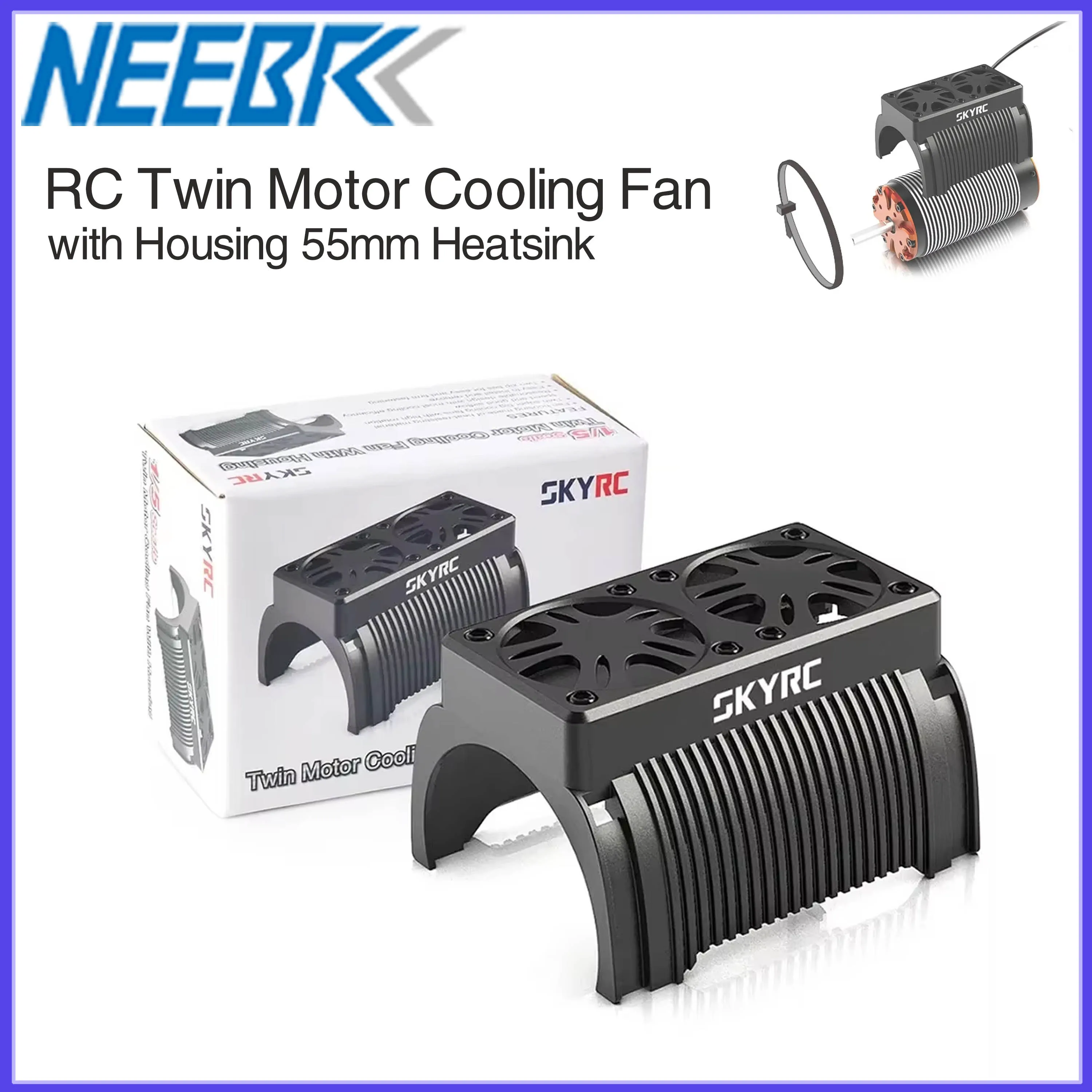 

SKYRC Twin Motor Cooling Fan with 5-7.4V 55mm Heatsink for 1/5 RC Car Traxxas Brushless Engine Arrma Rocket 5593 55113 Parts