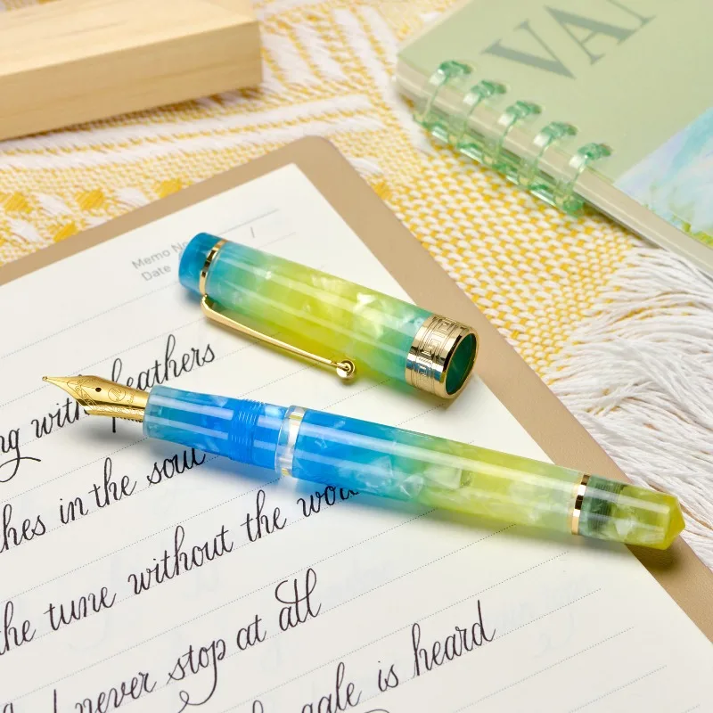 P20 Asvine Piston Filling Fountain Pen Acrylic Beautiful Patterns M/F/EF Nib with Golden Clip Office School Supplies Stationery