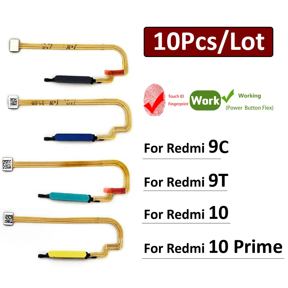 

10Pcs/Lot , New For Xiaomi Redmi 9C 9T 10 Prime Home Button FingerPrint Touch ID Sensor Flex Cable Ribbon Replacement Parts