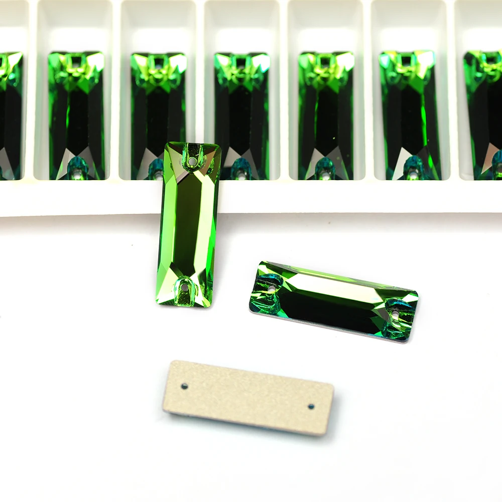 Baguette Luxus Kristall 6A Glas Strasssteine zum Nähen, Rechteckige Mischfarben, Flache Rückseite Strass zum Aufnähen auf Kleidung – Detail 11