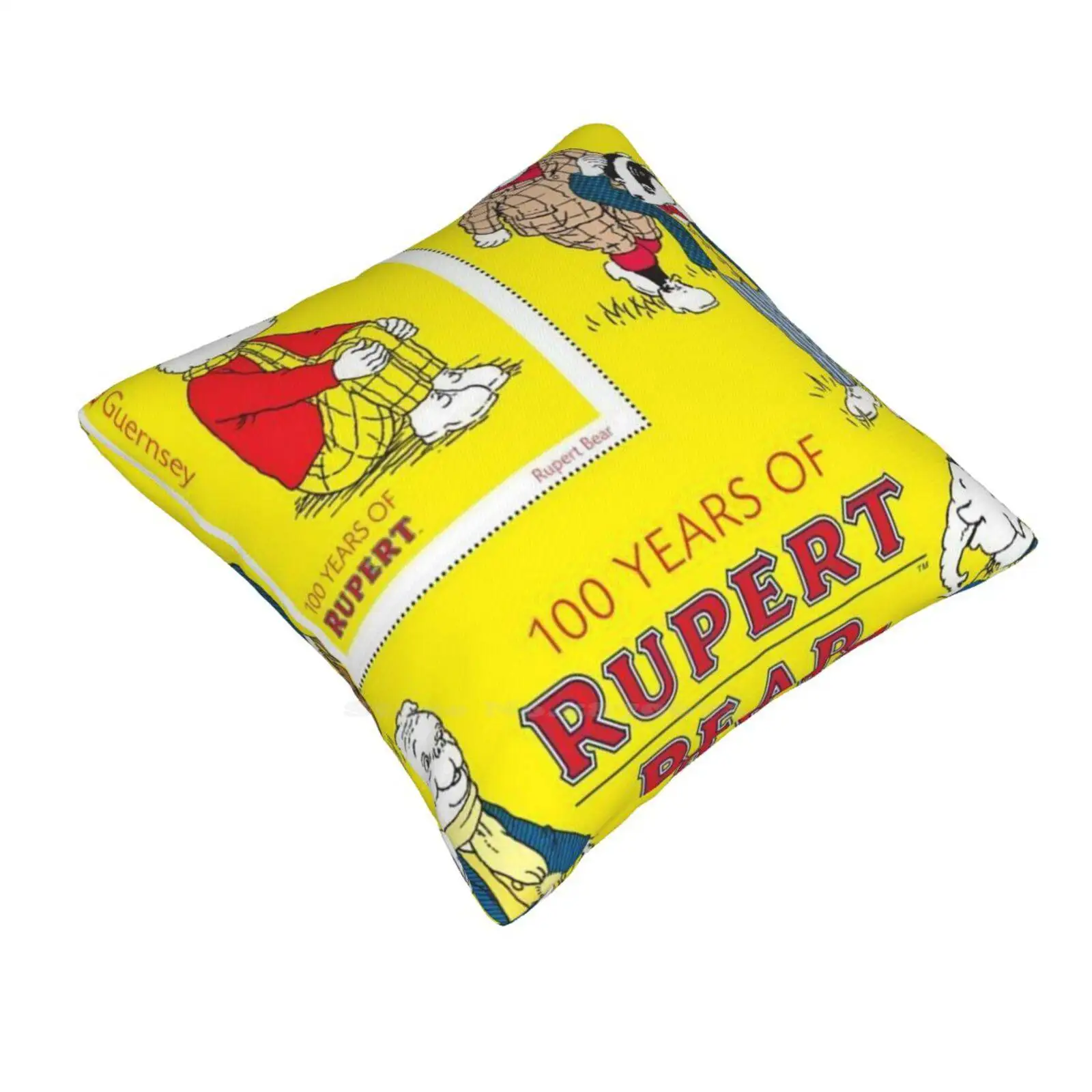 Rupert Bear Kids T-Shirt Design Fuuny Rupert Bear Funny Cute Decor Square Pillowcase Rupert Bear And Friends Comics Uk