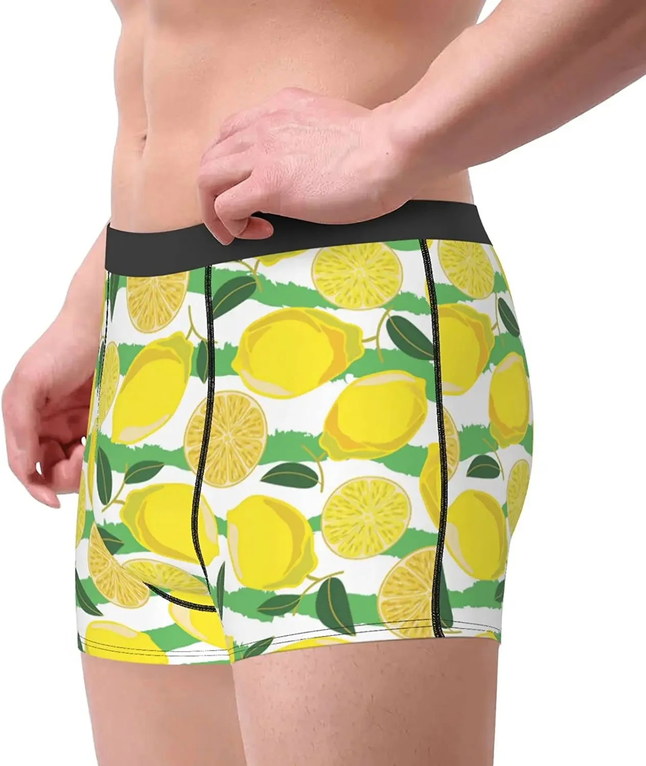 Lemon Leaf Men's Boxer Shorts Soft Comfortable Stretch Underwear Trunks with Bulge Pouch for Men Boys