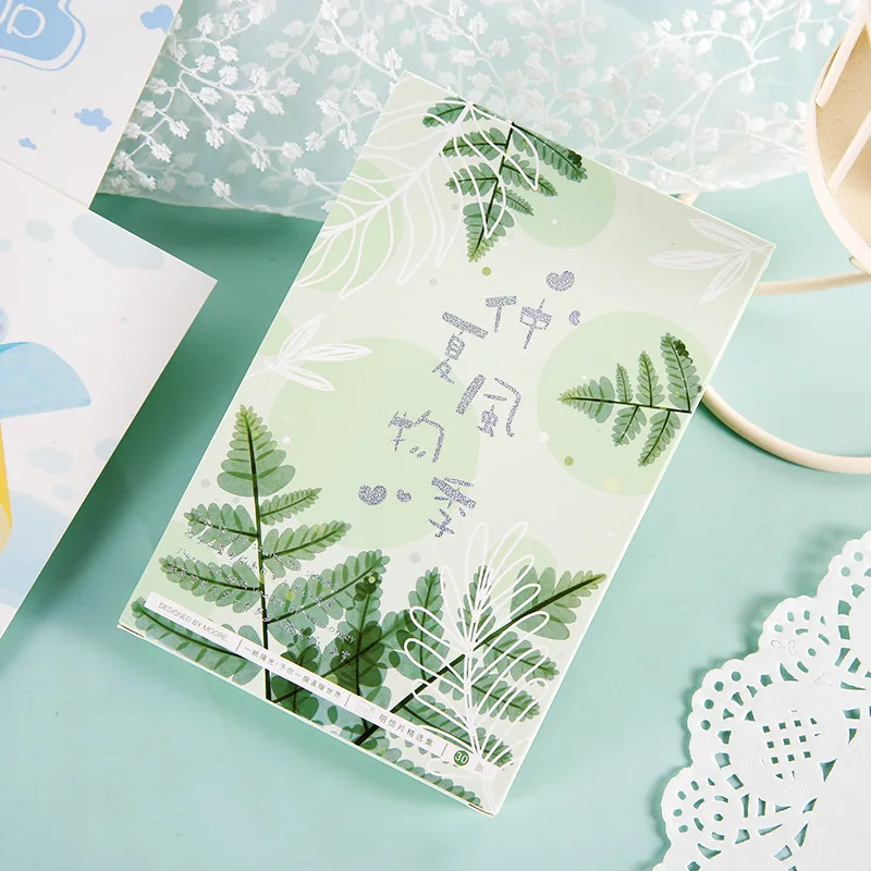 30PCS Midsummer Season Series Postcard Set - INS Style Creative Flowers Greeting Cards Wish Card DIY Journal Decoration