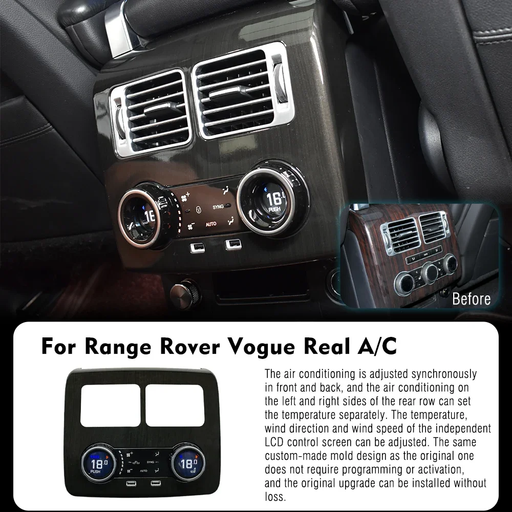 New Design Air Conditioning Panel Rear Seat AC Touch Screen Climate Control  With USB Slot  For Range Rover Vogue L405 2013-2017