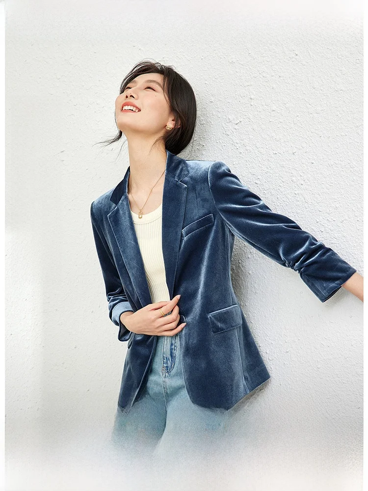 

Women's Casual Vintage Loose Fit Tailored Jaet for Office Autumn New Sle Slimming ort Coat Polyester Fiber Long Sve