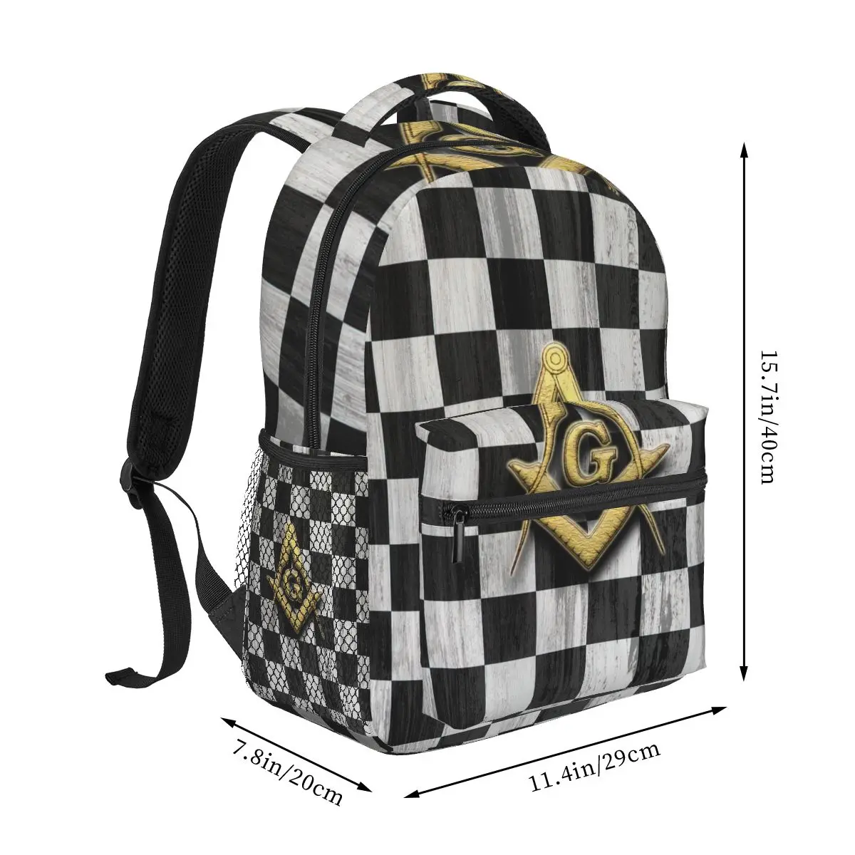 Freemason Checkered Pattern Backpack for Girls Boys Travel RucksackBackpacks for Teenage school bag