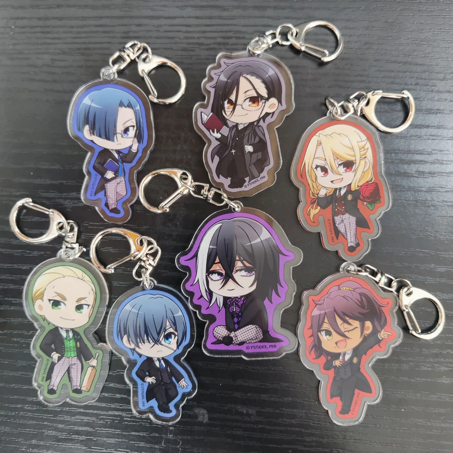 Black Butler Anime Figure Ciel Phantomhive Gregory Violet Q Version Acrylic Keychains Sebastian Michaelis Decor Pendant Keyrings