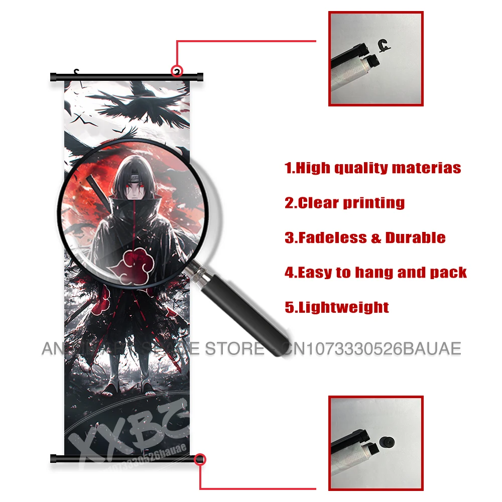Japanische Anime Naruto Wandkunst Leinwand Schriftrollen Bilder Uchiha Sasuke Figuren Druck Zimmer Poster Hängende Malerei Home Decor – Detail 6