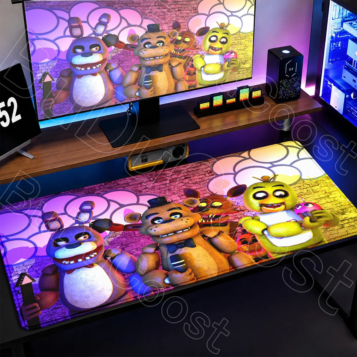Große Laptop-Büro-Tastaturmatten, Hot Five Nights At Freddys Mauspad XXL, rutschfester Gummi-Desktop-Teppich, PC-Gaming-Zubehör – Detail 3