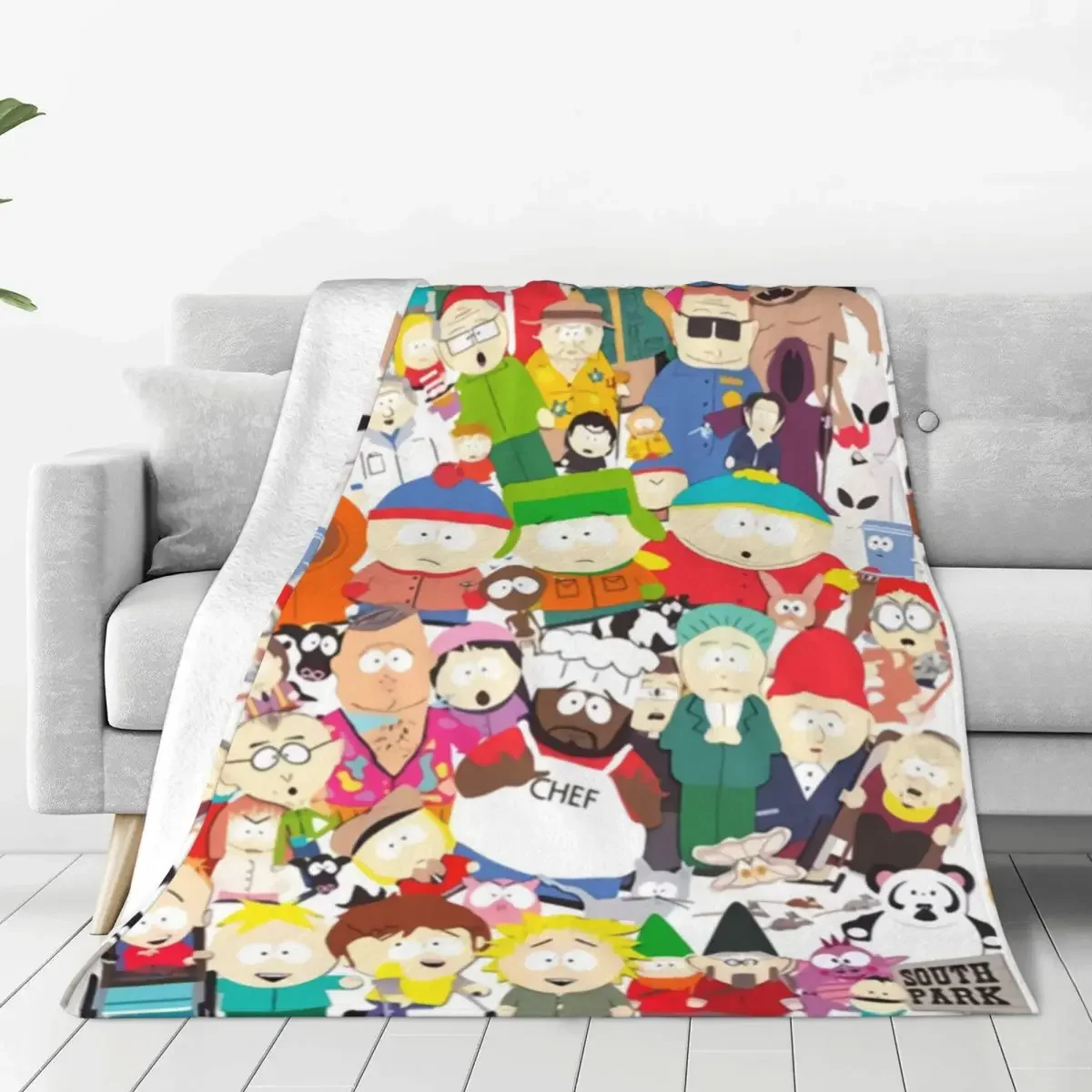 

Southpark Collage Cartoon Anime Flannel Blanket Funny Throw Blanket for Home 150*125cm Rug Piece