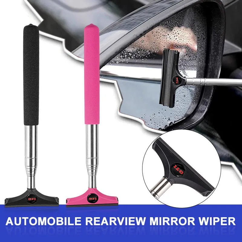 1Pc Car Rearview Mirror Wiper Retractable Handheld Cleaning Brush Emblem For VW GTI CC Golf 6 7 GTI Tiguan Passat B5 B6 B7 Jetta
