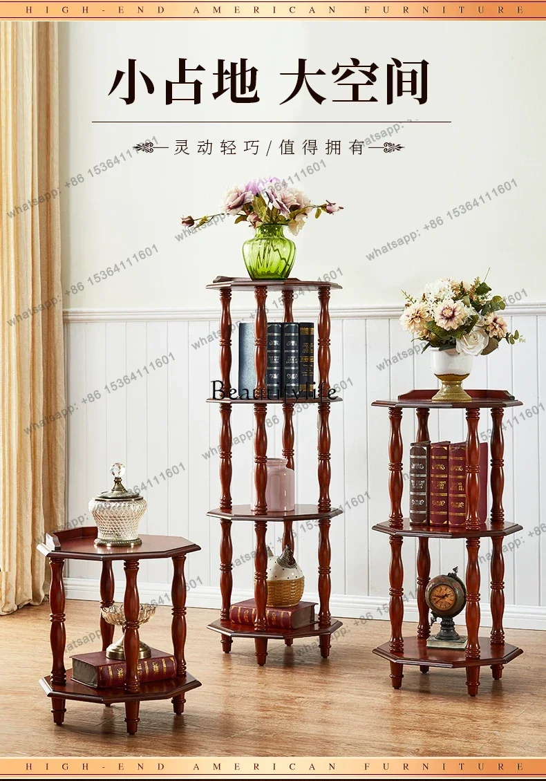 Best Sellers  American Flower Stand Solid Wood Retro Multi-layer Shelf Living Room Balcony Floor Type