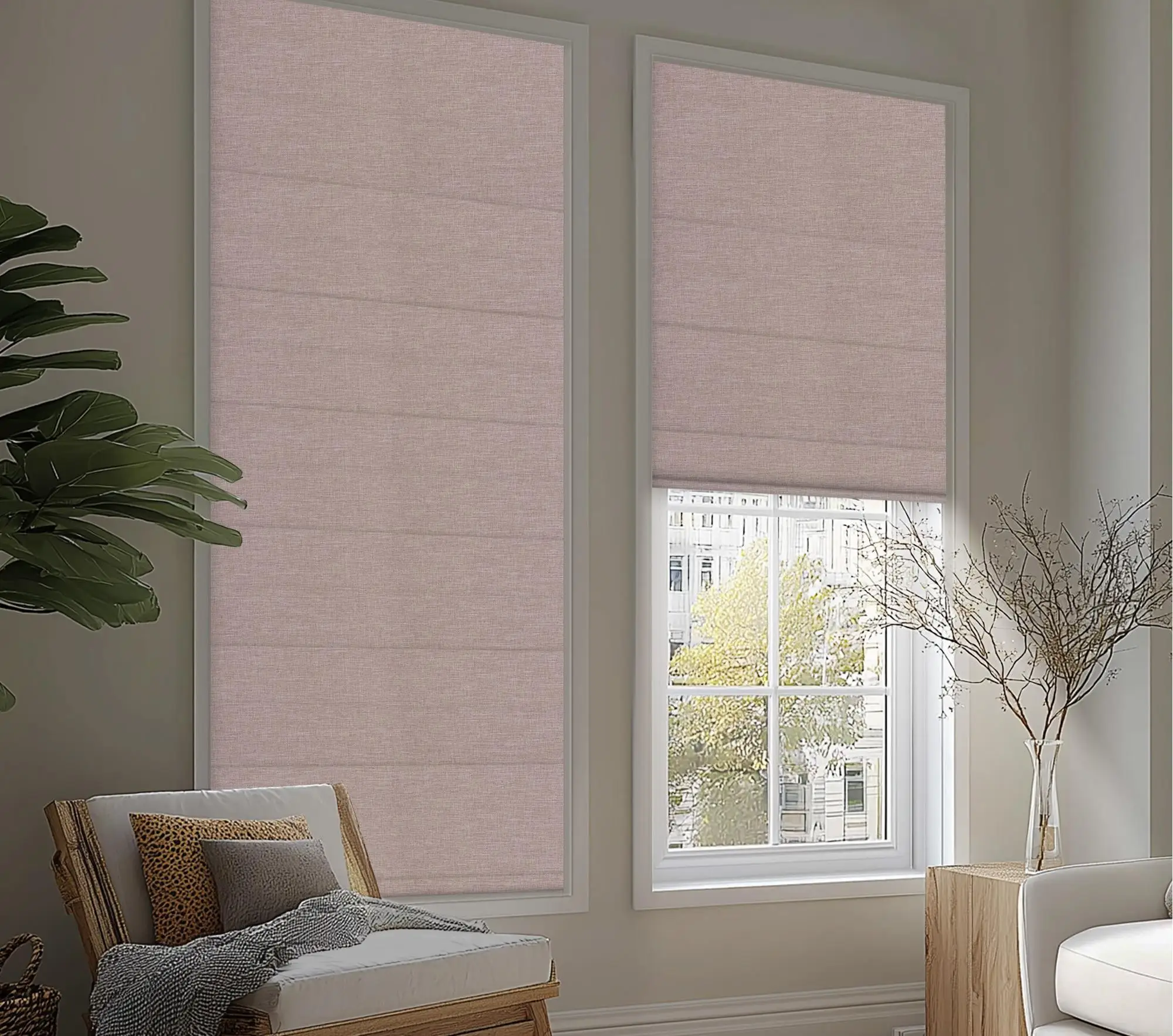 No Drill Roman Shades Blackout Cordless for Windows  Easy Install Modern Window Roman Blinds Custom Privacy Fabric
