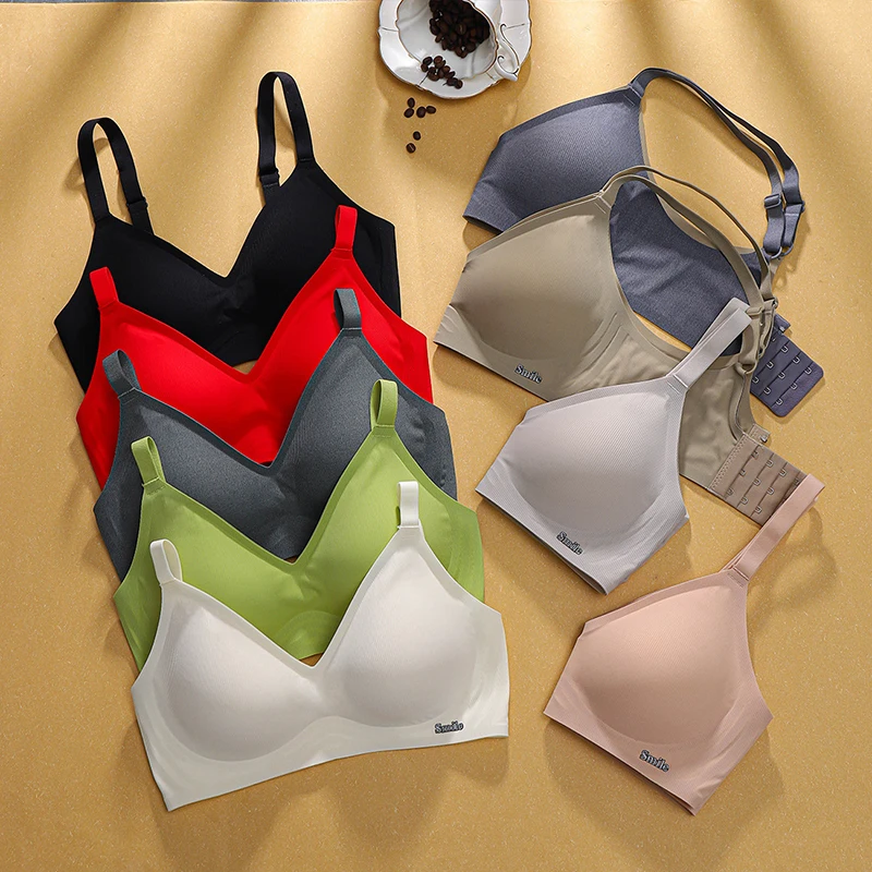 Soft Support Strips Skin-friendly Underwear Comfortable  Close-Fitting No Steel Ring Gathered Up Beautiful Back Latex Cup Bra