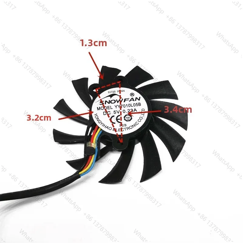 6.5CM 5V 4Pin Graphics Card Fan With 3.4-3 2-1.3 Hole Spacing For YY7010L05B
