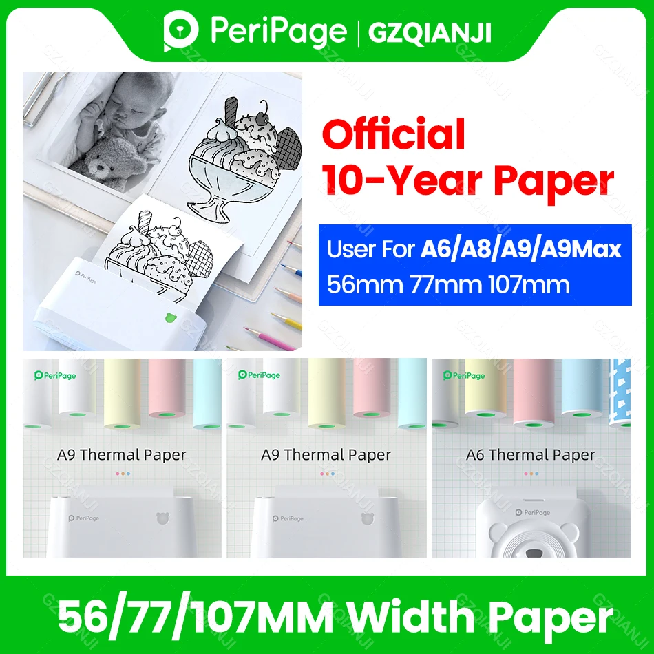 

56 77 107mm PeriPage Official Thermal Notes Sticker Label Translucent Paper Roll For Thermal Pocket Mini Printer A6 A9 A9(s)Max