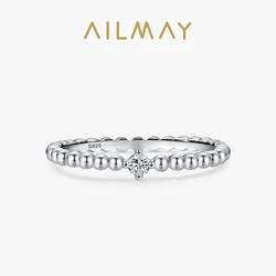 Ailmay 925 Sterling Silver Luxury Brand High Quality Clear CZ Rings For Women Wedding Band Engagement Statement Fine Jewelry