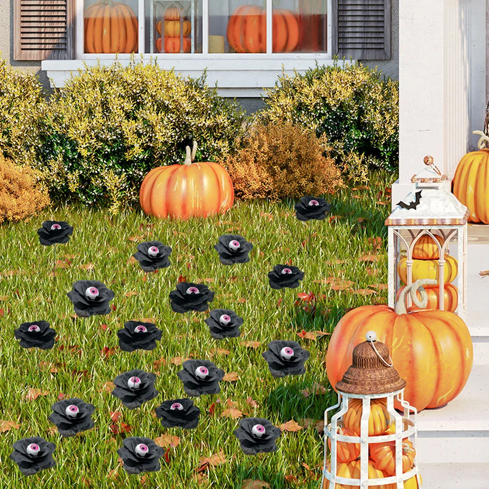 

4Pcs Halloween Garden Sign Rose Yard Decor Eye Bead Outdoor Yard Stake Halloween Decorations Outdoor Lawn Sign