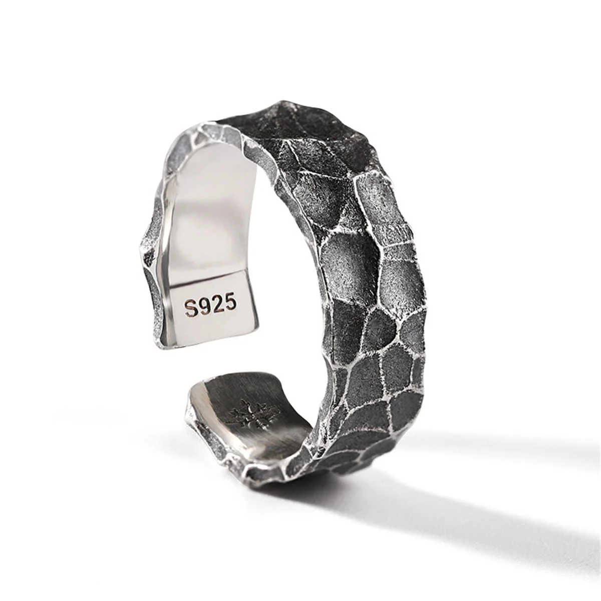 Retro Gothic Schwarz Silber Farbe Unregelmäßige Metall Ring Männer Vintage Y2k Ästhetik Geometrie Offene Ringe Für Frauen Punk Partei Schmuck – Detail 5