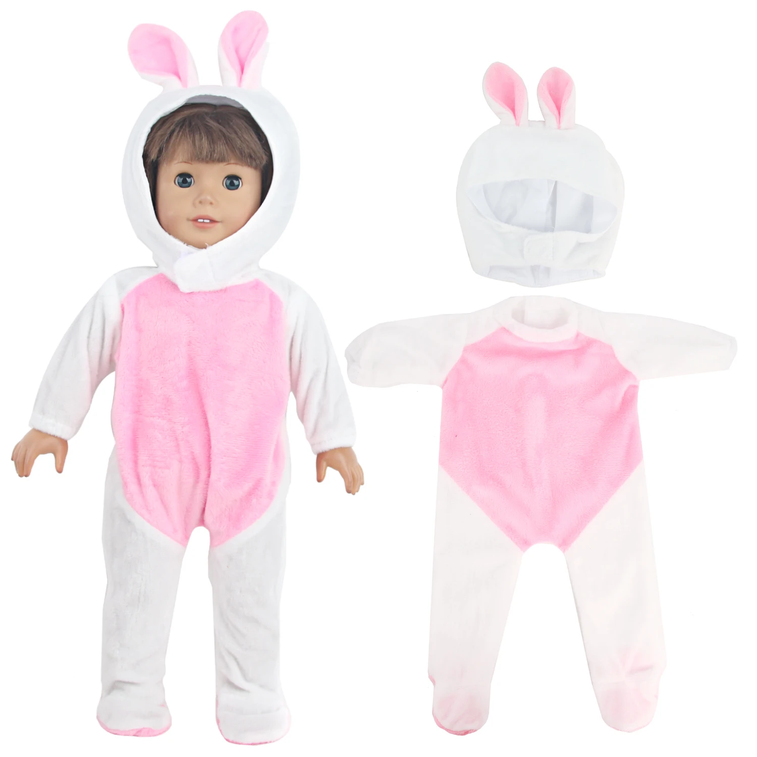 Rabbit Clothes Set For 18 Inches American Dolls Cute Jumpsuits+Hat Clothing Suit Outfit For 43cm Baby New Born&OG Girl Dolls Toy