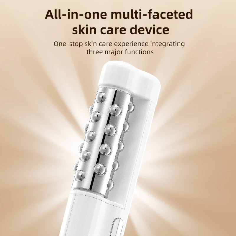 New Heating Roller Facial Device, EMS Vibration Massage Skin Tightening Rotating Microcurrent Facial Massager For Skin Lifting