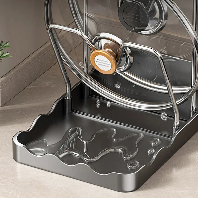 Multifunctional Kitchen Storage Rack Pot Lid Cutting Board Spatula Organizer - Space-Saving Kitchen Accessory